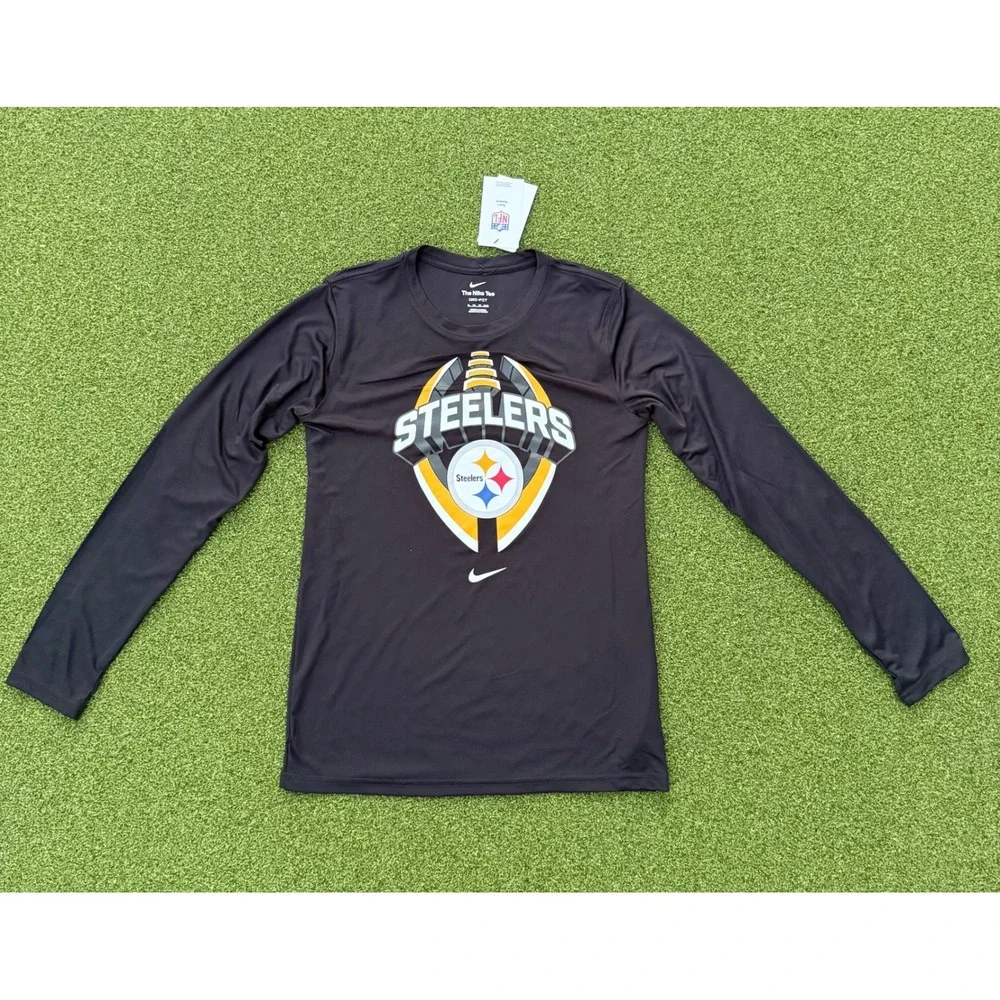 NWT Nike Pittsburgh Steelers Dri-FIT Long Sleeve Shirt Black Youth XL NFL